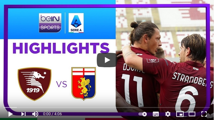 ไฮไลท์ฟุตบอลกัลโช่ เซเรียอา อิตาลี ซาแลร์นิตาน่า 1 - 0 เจนัว